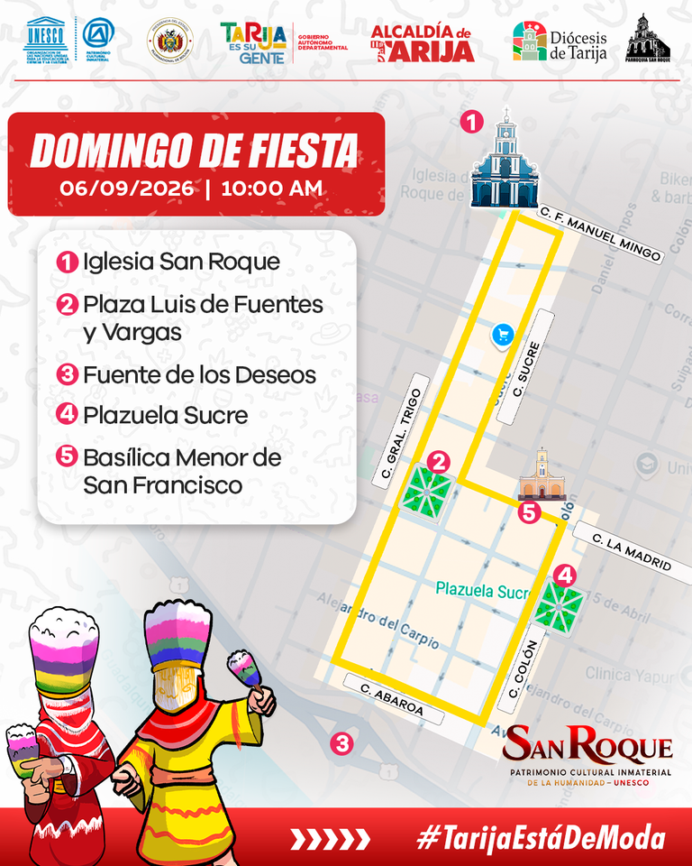 ALCALDÍA SOCIALIZA LAS RUTAS DE LAS PROCESIONES DE LA FIESTA GRANDE DE TARIJA, SAN ROQUE